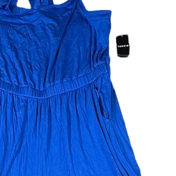 NWT TORRID Jumpsuit Romper Size 1 Blue Sleeveless Halter Tie Top Wide Leg - Image 2