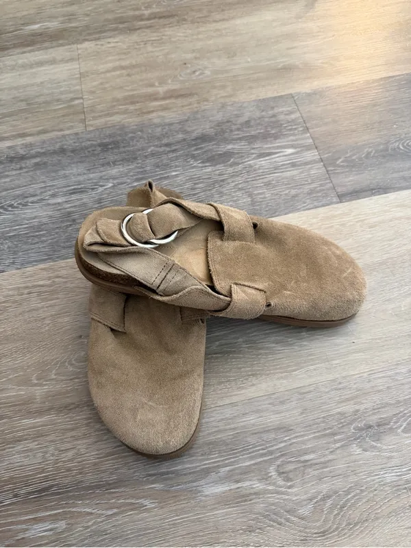 Zara Flat Suede Slip-On Clog in Dark Tan - Image 6