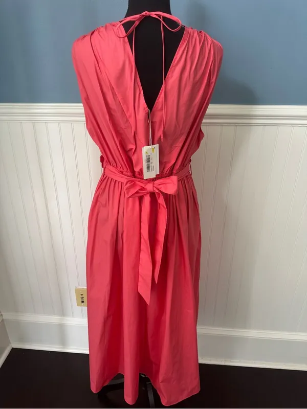 NWT Lucy Paris 💯% Cotton Ilona Coral Floral Midi Dress ~ Size Medium 🌺 - Image 10