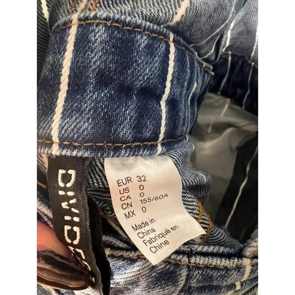 H&M Wm 0 Divided Blue Pinstripe Denim Overall Dress Mini Pinafore Festival Y2K - Image 4