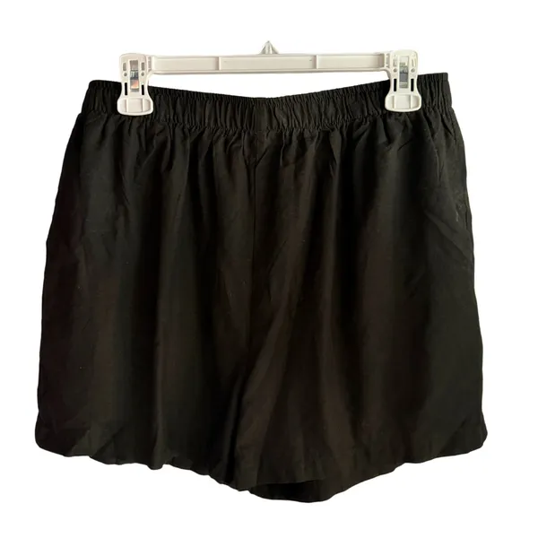 NWT Women Linen 2 Piece Outfit Black Crop Tank Top and Shorts Set Size L - Image 7