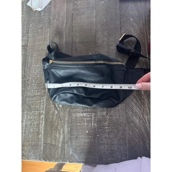 Unbranded Black‎ Faux Leather Zipper Bum Bag Leopard Print Lined - Image 4