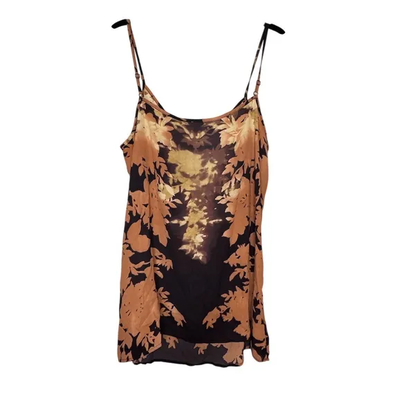 CAbi Tank Top Womens Size L Brown Tan Floral Cami Adjustable Straps - Image 5