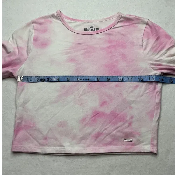 Hollister Must-Have Collection Baby Tee Pink Tie Dye Long Sleeve Crop Top Small - Image 3
