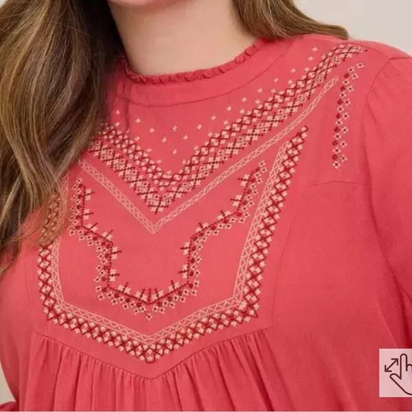 NWT Torrid Crinkle Gauze Embroidered Top Size 2X Retail $59.90 - Image 4