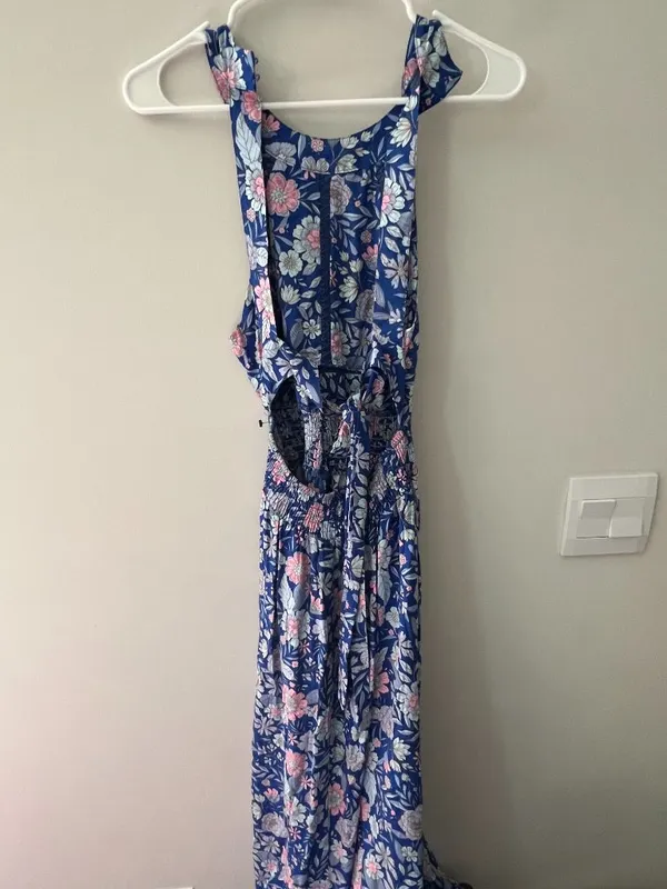 Abel the Label Bluebell Floral Halter Tie Back Full Skirt Maxi Dress XSmall - Image 15