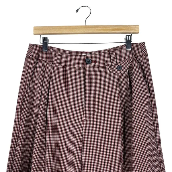 A New Day High Rise Houndstooth Wide Leg Trouser Burgundy Brown Academia Size 8 - Image 2