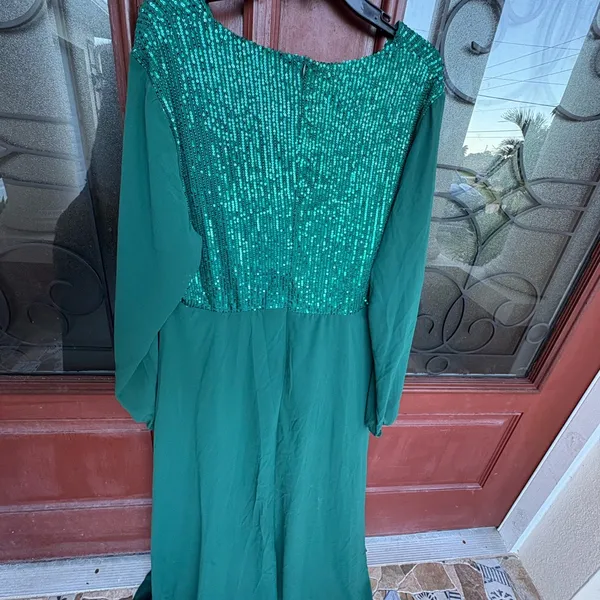 Elegant Green Sequin Dress Blue Size 2X - Image 3