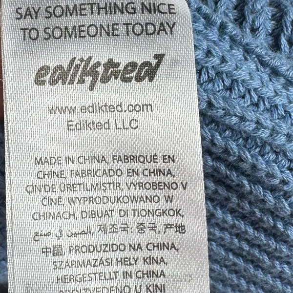 Edikted Sweater Women’s Medium Blue Cropped‎ Ribbed Quarter Zip Pullover - Image 8
