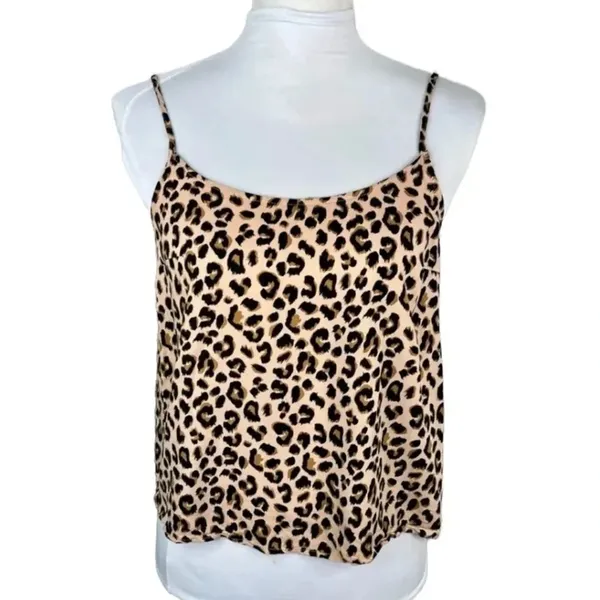 H&M Divided Beige Leopard Print Camisole Top Spaghetti Strap Tank Size 4 - Image 2