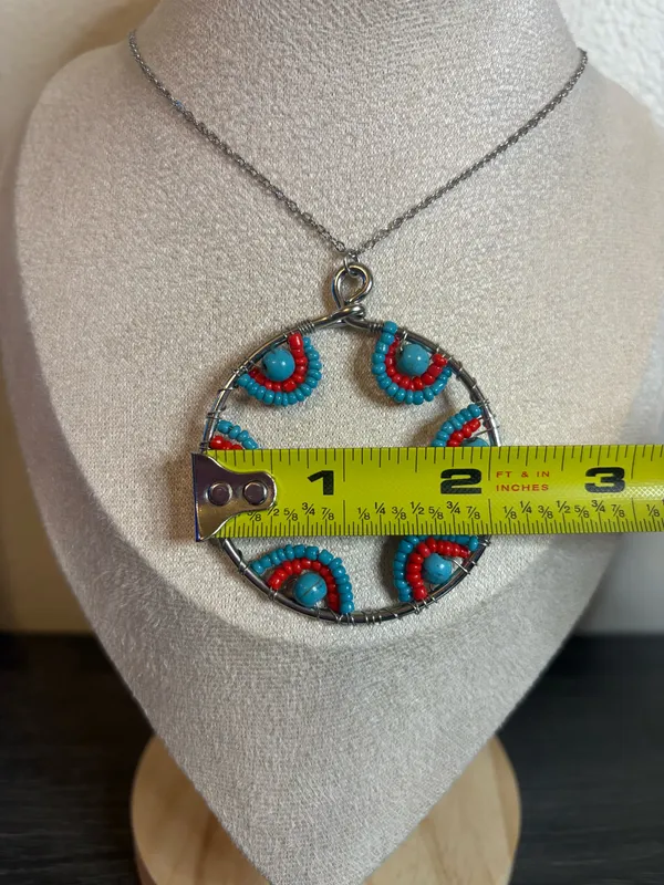 Handmade Silver Beaded Charm Necklace - Image 6