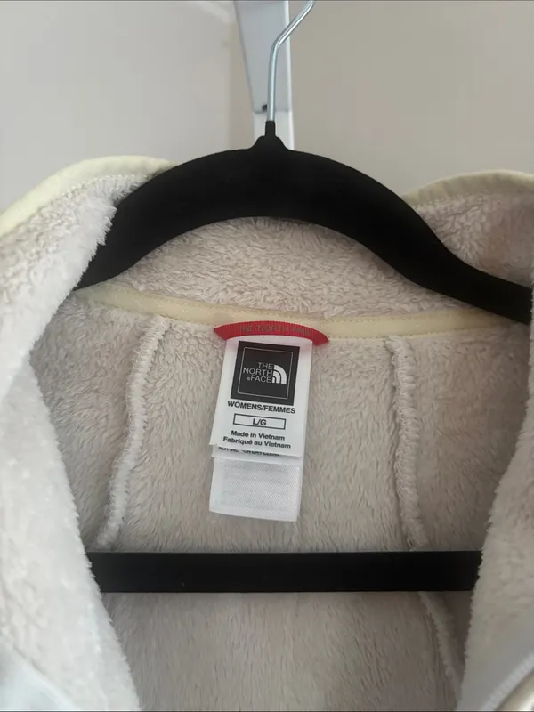 The North Face Women’s Vest Cream Fleece Full Zip Sz L Cozy Layering Outerwear - Image 3