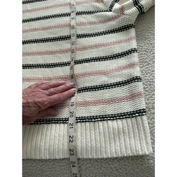 Madewell $98 Cotton Crewneck Sweater Dark Loden Stripe NT643 Size M - Image 13