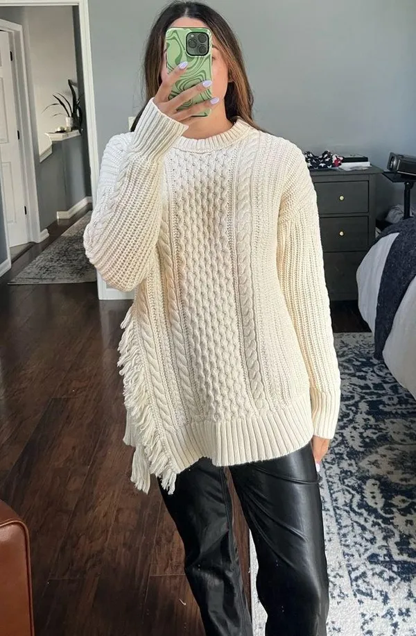J.Crew Cozy Cable Knit Sweater with Fringe Slit - Image 8