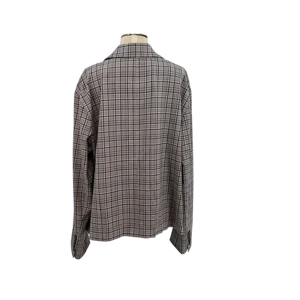 Free People Cali Plaid Blazer Jacket Gray Neutral Size Large‎ - Image 9