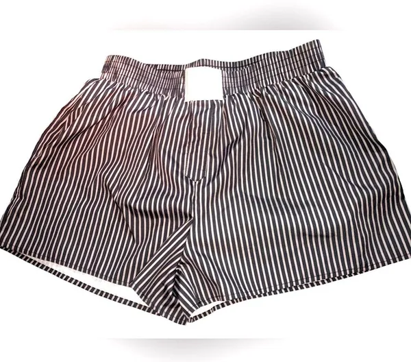 Black and White Striped Elastic Waist Shorts - Image 2
