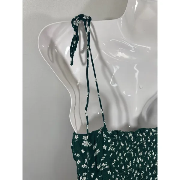 Reformation Green Ditsy Floral Tie Shoulder Smocked Cami Top Women Size 12 Boho - Image 5