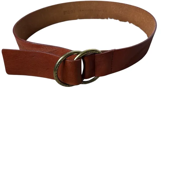 Michael Kors Double D Ring Buckle Engraved Braiding Brown Leather‎ Belt S/M - Image 2
