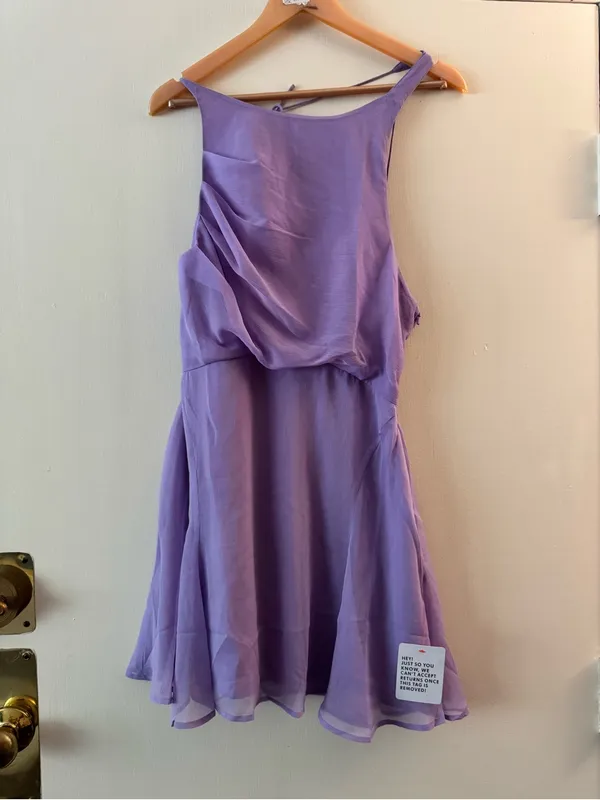 NWT ASOS DESIGN drape front mini dress in lilac size 6 - Image 5