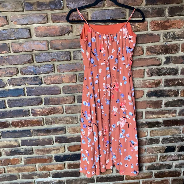 Hutch Burnt Orange Floral Declan Sleeveless Midi Dress Women's Size 8 - Image 8