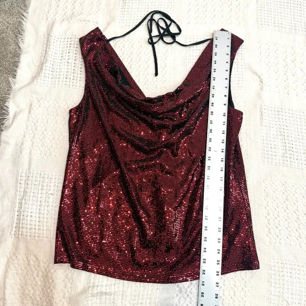 New York & Co large cowl neck low back sequin top TB2 3652 - Image 5