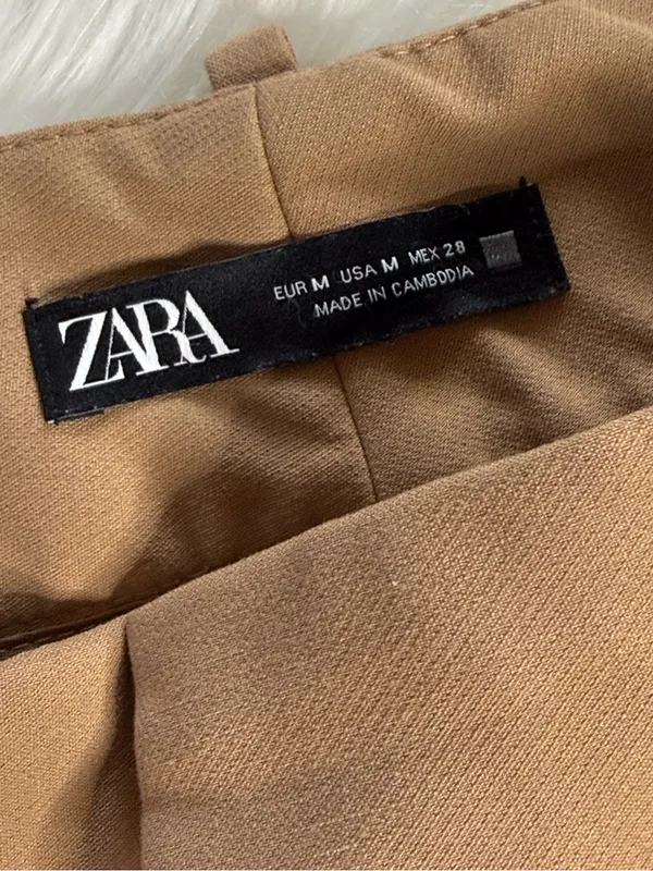 Zara Tan High Waisted Pleated Trousers - Image 3