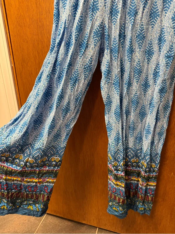 Sacred Threads Wide Leg Sleeveless Jumpsuit Blue Rayon L/XL Large Extra Large - Image 7