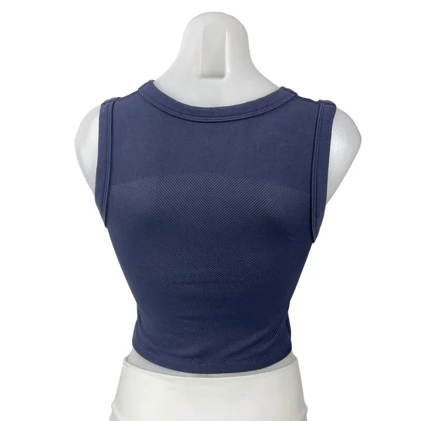 Free People Women's Blue Sleeveless Activewear Athletic Yoga Crop Tank Top Sz M - Image 3