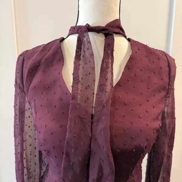 ModCloth Women’s Burgundy Long Sleeve Dress Size 6 - Image 3