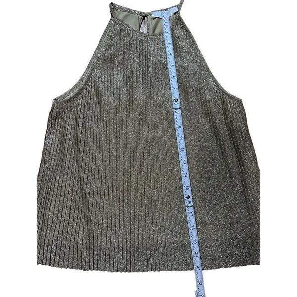 Mango women’s Gold Silver‎ Textured shimmer metallic tank blouse sz M - Image 6