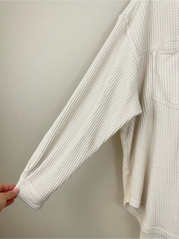 Aerie Anytime Fave‎ Waffle Shirt Cabe Batter Oversized Shacket Size Large - Image 5