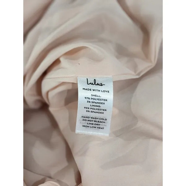 Lulus Dress Blush Pink Stunning Soiree Floral Ruched Midi V Neck Chiffon Small - Image 7