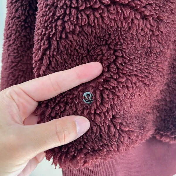 LULULEMON- Textured Fleece 1/2 Zip Red Merlot Pullover Hoodie Warm Comfy Cozy - Image 5