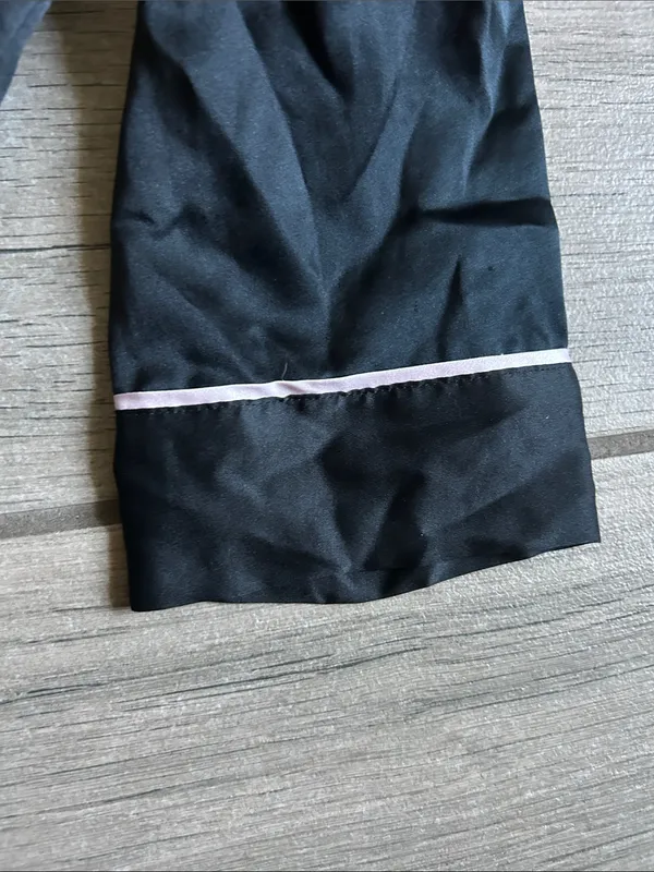 Victoria's Secret Black Satin Pajama Top with White Piping - Image 4