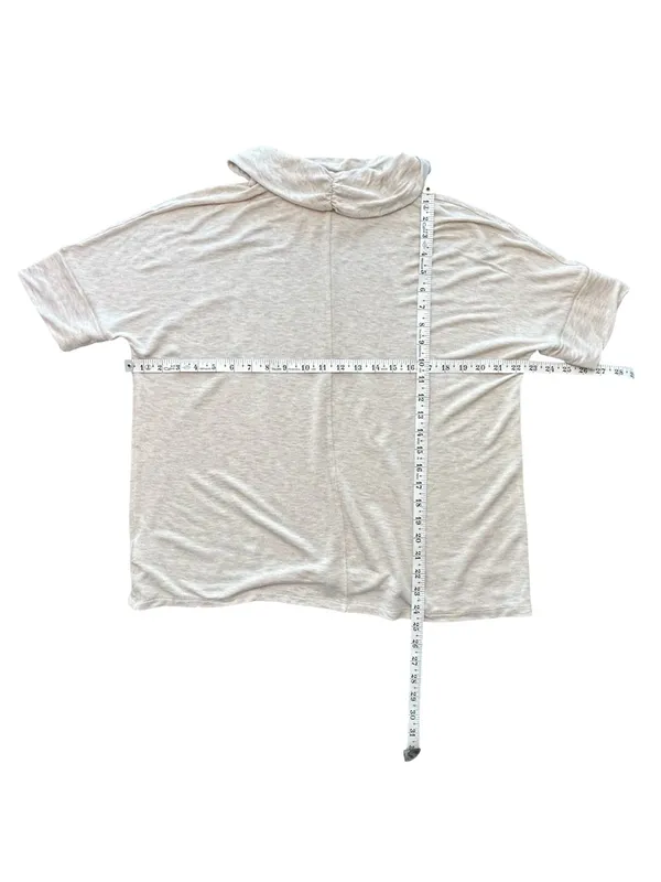 Lands' End Womens Medium M Top Shirt Cowl Neck Short Sleeve Cream Oatmeal soft - Image 7