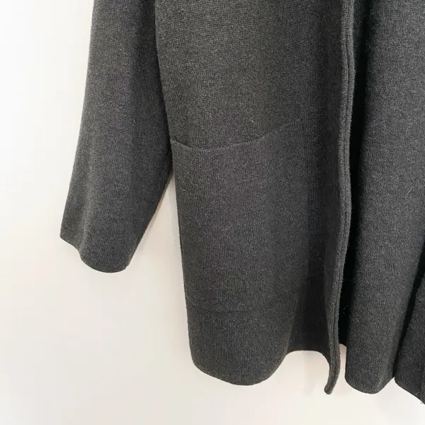 J Crew Charcoal Grey Open Front Blazer Sweater Jacket Size Small - Image 4