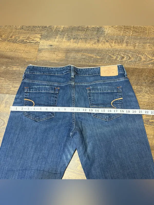 Vintage Y2K American Eagle AE Hipster Jeans Womens 14 Low Rise Flare Boho 2000s - Image 6