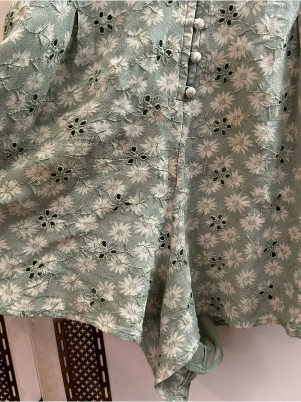 American eagle AE Light green mint Floral Eyelet Romper NWOT size small - Image 5