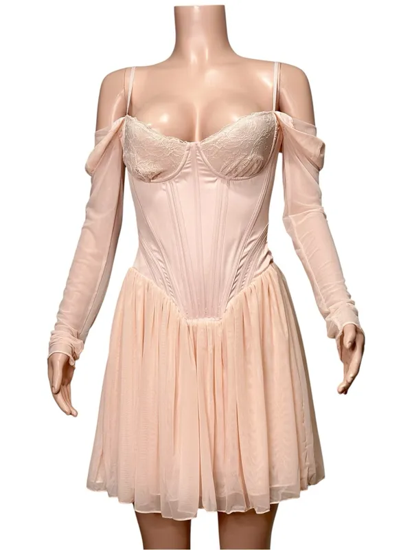 HOUSE OF CB Vivi Corset Mini Dress, Soft Peach, Small (Plus Cup & Long) - Image 5