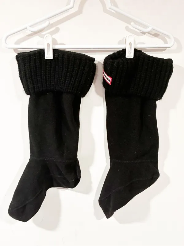 Hunter L17511 Cardigan Knit Cuff Welly Unisex Tall Black Socks Size Large - Image 3