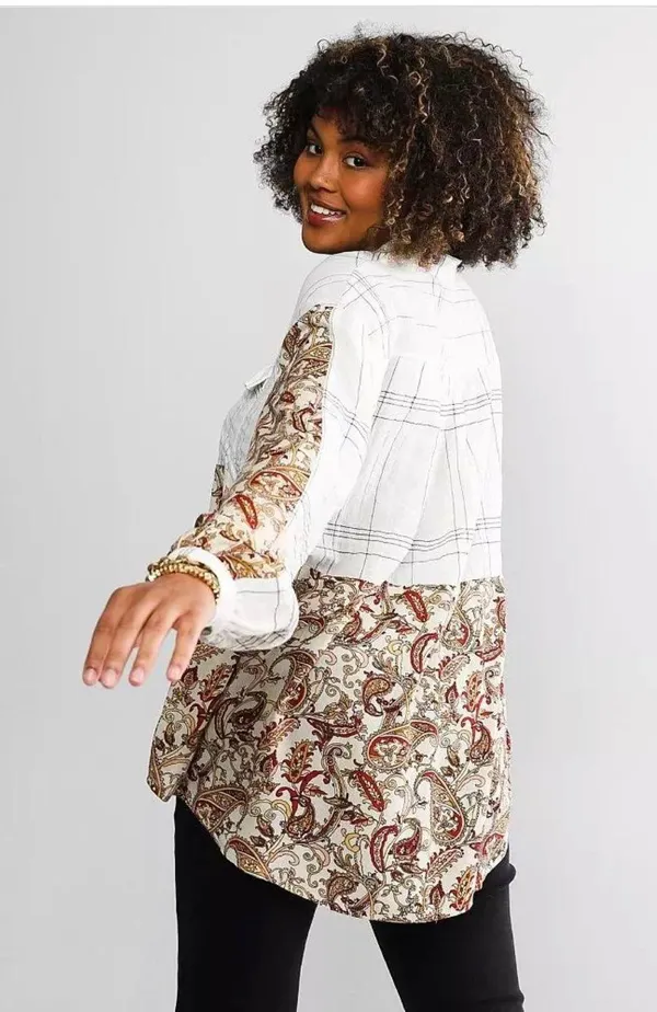 Gimmicks Paisley Pieced Button Down - Image 2