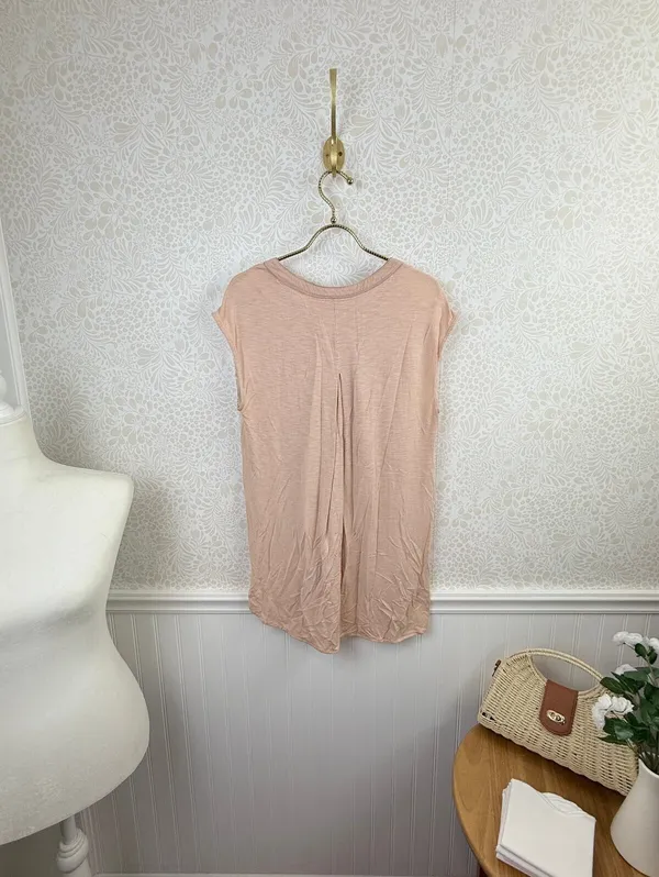 Postmark by Anthropologie Split Neck Pink Stripe Hi-Low Tank - Size - Medium - Image 4