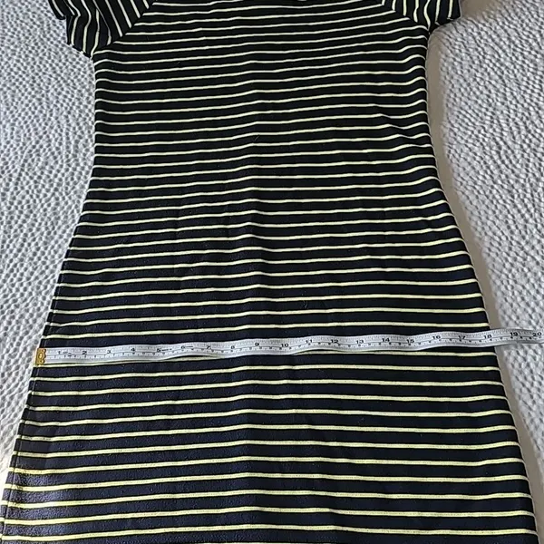 STS Sail To Sable Crew Neck‎ Mini Dress Short Sleeve Navy and Lime Stripped XS - Image 6