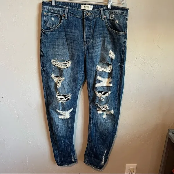 MNG‎ Mango Angie Boyfriend Distressed Denim Jeans - Image 2