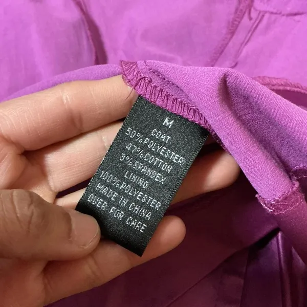 BCX Double Breasted Belted Trench Coat Jacket‎ Women's Size M Purple Satin Look - Image 3