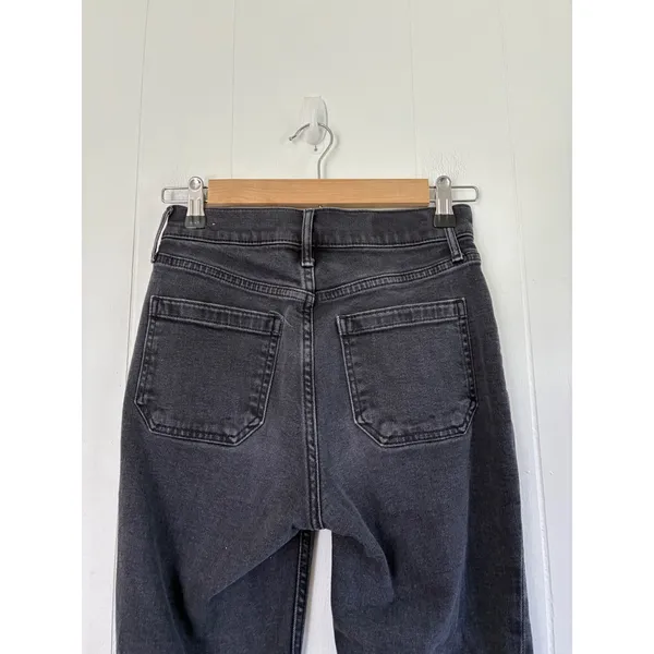 Gap 70s Flare High Rise Jeans Black Washed Patch Pocket‎ Denim Festival 25 0R - Image 6