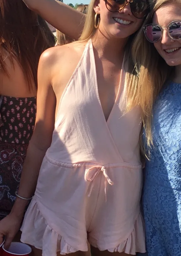 LIONESS All Summer Long Romper In Pink Linen - Image 3
