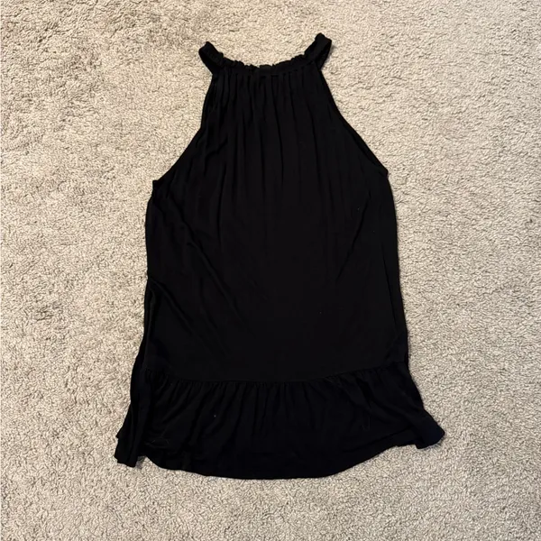 LOFT Black Ruffle Hem Tunic Medium - Image 2