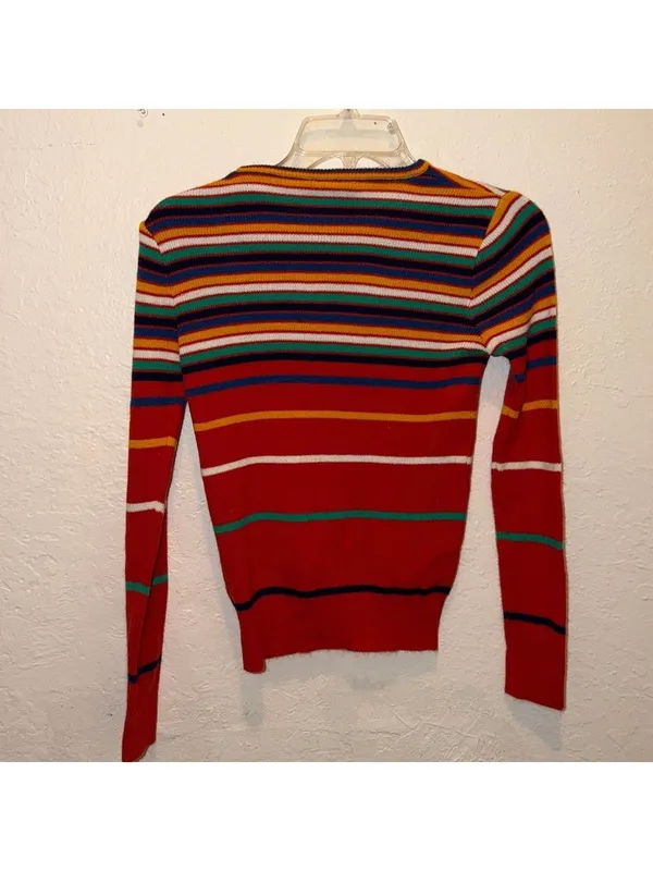 60’s Vintage Sweater Rainbow striped lightweight sweater unisex 70s cottagecore - Image 6
