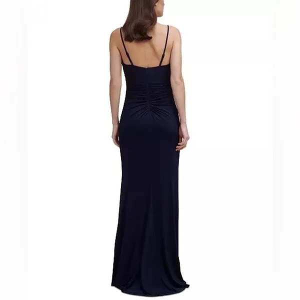 Eliza J Navy Cowl Neck Ruched Jersey Slinky Sleeveless‎ Evening Gown Size 6 NWT - Image 2